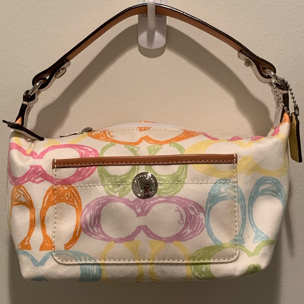 Coach multicolor monogram small shoulder purse